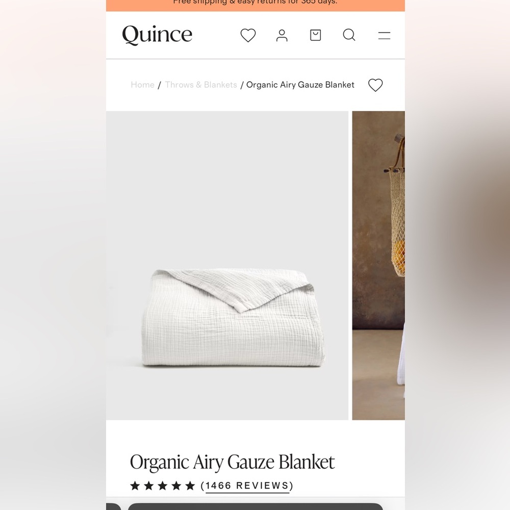 Quince Organic Airy Gauze Blanket - Queen - NWT!